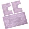 BiancheriaWeb Tappeto Bagno Doccia Spugna Tinta Unita Torino Tappetino Super Assorbente in Cotone Pelo Corto con Greca Parure 3 Pezzi Lilla