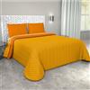Corredocasa - Trapuntino Primaverile/Estivo Copriletto Trapuntato Quilt Double Face in Morbida Microfibra Made in Italy Misure 245X260 Cm Matrimoniale 2 Piazze (Arancio/Giallo)