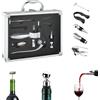 Avilia Set Attrezzi per Vino - Kit Sommelier 6 Pezzi con Valigetta, Cavatappi in Acciaio Inox e Termometro, Ideale per Esperti e Appassionati, 27.5x21.5x7cm