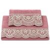 Corredocasa SET Asciugamani 1+1 in Spugna di Puro Cotone, Prodotto in Italia - Set Viso 60x100 e Ospite 40x60 con Pizzo Macramè - Morbidi, Assorbenti e di Alta Qualità - Idea Regalo Bagno (Cipria)