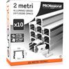 Eurocali 10x Profili da 2 metri (20mt) in Alluminio grigio per Strisce LED Copertura Opaca larghezza max striscia led 12.4mm - 17.4 x 12.1