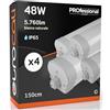 Eurocali 4x Plafoniere LED 48W 150cm Impermeabile IP65 5760 lumen - Forma: Tubo - Luce Bianco Naturale 4000K - Fascio Luminoso 120°