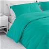 Corredocasa Set Copripiumino Una Piazza e Mezza in Puro Cotone, Made in Italy - Biancheria Letto Tinta Unita con Sacco per Piumone e 1 Federa - Morbido e Traspirante (Verde Acqua, Una Piazza e Mezza)