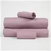 Corredocasa Lenzuola Completo Made in Italy - 100% Cotone Percalle con 3 Volant Eleganti - Set Letto Matrimoniale con Federe Disponibile Tinta Unita o Fantasia (Malva, Una Piazza e Mezza)
