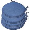 emmevi Set 4 Cuscini Sedia Rotondi Cotone Lavabili Morbidi Coprisedia Tondo Tinta Unita Pastello Blu