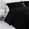 Corredocasa Set Copripiumino Matrimoniale in Puro Cotone, Made in Italy - Biancheria Letto Tinta Unita con Sacco per Piumone e 2 Federe - Morbido e Traspirante (Nero, Matrimoniale)