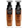 NYX Professional Makeup Fondotinta Can't Stop Won't Stop Tonalità 15.3 Almond Liquido Waterproof Lunga Tenuta 24h Finish Matte Leggero No Transfer e Ultra Pigmentato - 2 Fondotinta da 30ml