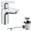 GROHE QUICKFIX Start Edge, Miscelatore monocomando per lavabo, Taglia S, con tecnologia GROHE Water Saving, Cromo, 24196001