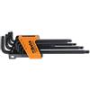 BETA - Serie 8 Chiavi Maschio Torx Lunghe con Estremità Sferica Professionali, Set Chiavi Torx Piegate Modello Lungo +25% per Serraggio Viti Torx con Supporto Porta Chiavi, 97BTXL/SC8