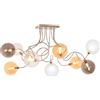 Illuminando GINA PLAFONIERA 9 LUCI CON BRACCI FLESSIBILI CROMO O NICHEL CON SFERE IN VETRO COLORATO LAMPADINE ATTACCO G9