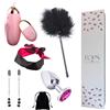 Future of your pleasure Sensual Set BDSM Fops da 5 pezzi Plug anale in acciaio inossidabile con diamante uovo vibrante telecomandato pinze per capezzoli di lusso benda per gli occhi in raso e piuma Set di giocattoli Estremamente