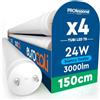 Eurocali 4 Tubi LED 24W 150cm T8 G13 SMD con Starter 3000 Lumen Garanzia 3 Anni - Luce Fredda 6500K - Alta Luminosità 125 lm/W - Materiale Nano Plastic Sostituzione Neon per Soffitto Garage Negozio