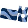 emmevi Tappeto Bagno Moderno Parure Set 3 Pezzi Morbido Soffice Shaggy Antiscivolo Lavabile Blu