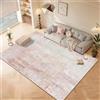 WUTONG Tappeto Grande Soggiorno 160x230cm Rosa Vintage, Tappeto Persiano Moderno Lavabile in Lavatrice, Fondo Antiscivolo Integrato, Design Sottile Non Ingombrante per Salotto Elegante
