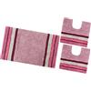 emmevi Tappeto Bagno Parure Puro Cotone Antiscivolo Morbido Colori Vivaci mod.MERIDA SET 3 PEZZI ROSA (R)