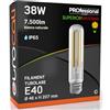 Eurocali Lampada LED E40 38W Tubolare 7500 lumen Filamento Bianco Naturale 4000K - Sostituzione Alogenuri Metallici - Alta Efficienza 197 lm/W - Impermeabile IP65 - diffusore in vetro trasparente