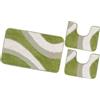emmevi Tappeto Bagno Moderno Parure Set 3 Pezzi Morbido Soffice Shaggy Antiscivolo Lavabile Verde