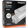 Eurocali 2x Plafoniere LED a Tubo 48W 150cm Impermeabili IP65 5760 lumen Luce Bianco Freddo 6500K - Fascio Luminoso 120°