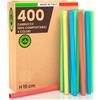 Baciato Caffè 400 Cannucce Colorate Larghe e Rigide per Cocktail 100% Ecologiche e Riutilizzabili - Cannucce Jumbo 15 cm x 8 mm Biodegradabili e Compostabili - Made in Italy - per Bevande Eventi Feste