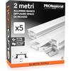Eurocali 5x Profili da 2 metri (10mt) in Alluminio Bianco per Strisce LED Schermatura Opaca ingombro max striscia led 12.4mm - 24.7 x 7