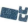 emmevi Tappeto Bagno Set 3 Pezzi Morbido Elegante Girowater Antiscivolo Lavabile mod.GIAVA SET 3 PZ BLU