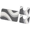 emmevi Tappeto Bagno Moderno Parure Set 3 Pezzi Morbido Soffice Shaggy Antiscivolo Lavabile Grigio