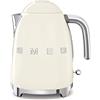 Smeg, Bollitore Elettrico KLF03CREU 1,7 L, Filtro Anticalcare Lavabile, Autospegnimento di Sicurezza, Indicatore Livello di Acqua, Base Antiscivolo e Avvolgicavo Integrato, Potenza 2400W, Panna