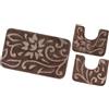 emmevi Tappeto Bagno Set 3 Pezzi Morbido Elegante Girowater Antiscivolo Lavabile mod.GIAVA SET 3 PZ MARRONE