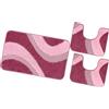 emmevi Tappeto Bagno Moderno Parure Set 3 Pezzi Morbido Soffice Shaggy Antiscivolo Lavabile Porpora