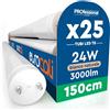 Eurocali 25 Tubi LED 24W 150cm T8 G13 SMD con Starter 3000 Lumen Garanzia 3 Anni - Luce Naturale 4000K - Alta Luminosità 125 lm/W - Materiale Nano Plastic Sostituzione Neon per Soffitto Garage Negozio