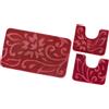 emmevi Tappeto Bagno Set 3 Pezzi Morbido Elegante Antiscivolo Lavabile mod.GIAVA SET 3 PZ BORDEAUX