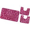 emmevi Tappeto Bagno Set 3 Pezzi Morbido Elegante Girowater Antiscivolo Lavabile mod.GIAVA SET 3 PZ PORPORA