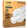 Eurocali Tubo LED 120 cm 18W in VETRO 1850 lumen Bianco Freddo 6500K - Sostituzione Neon T8 - Pacco da 25 tubi