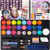 TEGOVE Truccabimbi Kit,23 colori Body Painting Colori Con 33 Stampini E 5 Pennelli,Face Painting Colori,Corpo Pittura Viso E Corpo,Pittura Corpo,Trucca Bimbi Make-Up Per Halloween,Carnevale,Natale