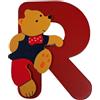 CARTOON Lettere in legno colorate con orsetto lettera R adesiva 8 cm decorazione