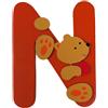 CARTOON Lettere in Legno Colorate con Orsetto Lettera N Adesiva 8 cm Decorazione