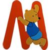 CARTOON Lettere in Legno Colorate con Orsetto Lettera M Adesiva 8 cm Decorazione