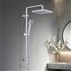 JOHO Colonna Doccia in Acciaio INOX senza Miscelatore Termostatica, Asta Doccia Saliscendi con Soffione e Doccetta, Set Doccia a Pioggia con Soffione ABS 20x20 cm Cromo