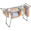 SONGMICS Stendibiancheria da Pavimento 52,5 x 174 x 96 cm, Stendino con Ali in Metallo con Supporto per Calzini, per Vestiti, Asciugamani, Biancheria, Grigio Tortora LLR518G01