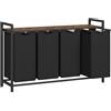 VASAGLE Cesto Portabiancheria, Porta Biancheria, 4 Sacchi in Tessuto Rimovibili, Piano d扐ppoggio, Metallo, 4 x 40 L, 116 x 33 x 72 cm, Nero Inchiostro e Marrone Vintage BLH401B01