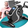 ELONEO Mini Cyclette da Casa - Attrezzo 2 in 1 per Esercizi di Braccia e Gambe da Seduti, Motorizzata, Pedaliera Riabilitazione, 12 Velocità, Display LCD, Maniglie Massaggianti, per Letto