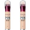 Maybelline New York Correttore Multi-Uso, Idratante e con Coprenza Modulabile, Imperfezioni della pelle e Occhiaie Coperte, Con Bacche di Goji e Haloxyl, Cancella Età, Tonalità: 01 Light, Bipacco