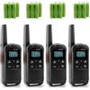 TechSide TS-T3 Go Ricetrasmittente PMR446, 16 Canali, Portata 10 km, Ricarica USB-C, con batterie ricaricabili, Torcia LED, 4 Pezzi Ver.2