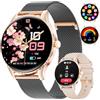 CHOOSETIME Smartwatch Donna Sottile 7,99 mm con Chiamate, 1.32 AMOLED Orologio Fitness con Ciclo Mestruale/Sonno/Frequenza Cardiaca per Android/iOS, IP68 Impermeabile, 270+ Quadranti, Nero-Oro