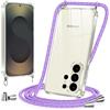 Vauki Cover con Cordino per Samsung Galaxy S26 Ultra, Trasparente Silicone Custodia con Laccio Collana Tracolla, TPU+PC Bumper Antigraffio Proteggere Case Corda per Samsung S26 Ultra 6,9, Viola 01