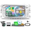 Rimoody 6G+128G 8 Core Wireless Carplay Android Autoradio per Ford Focus II mk2 Mondeo S-Max C-Max Galaxy 7 Pollici Autoradio con Android Auto GPS WiFi Mirror Link Bluetooth FM/RDS/DSP Telecamera Posteriore