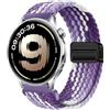 GIOPUEY Cinturini Magnetica Compatibile con OnePlus Watch Lite, Cinturino in Morbido Nylon Intrecciato [Unisex] [Traspirante] - Purple/White
