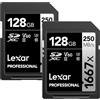 Lexar Schede di memoria SDXC professionali 1667x, da 128 GB, UHS-II, C10, U3, V60, video Full HD e 4K, fino a 250 MB/s in lettura, per fotografi professionisti, videografi e appassionati