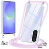 Vauki Cover con Cordino per Samsung Galaxy A36,Custodia con Laccio Collana Tracolla Trasparente Silicone TPU+PC Bumper Back Antigraffio Proteggere Case Corda per Samsung A36,Viola