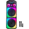 Wintem - Speaker Bluetooth 800W con Microfoni Wireless, Luci LED RGB e Telecomando | Speaker Portatile Potente per Karaoke e Feste, Batteria Ricaricabile fino a 8 Ore di Autonomia